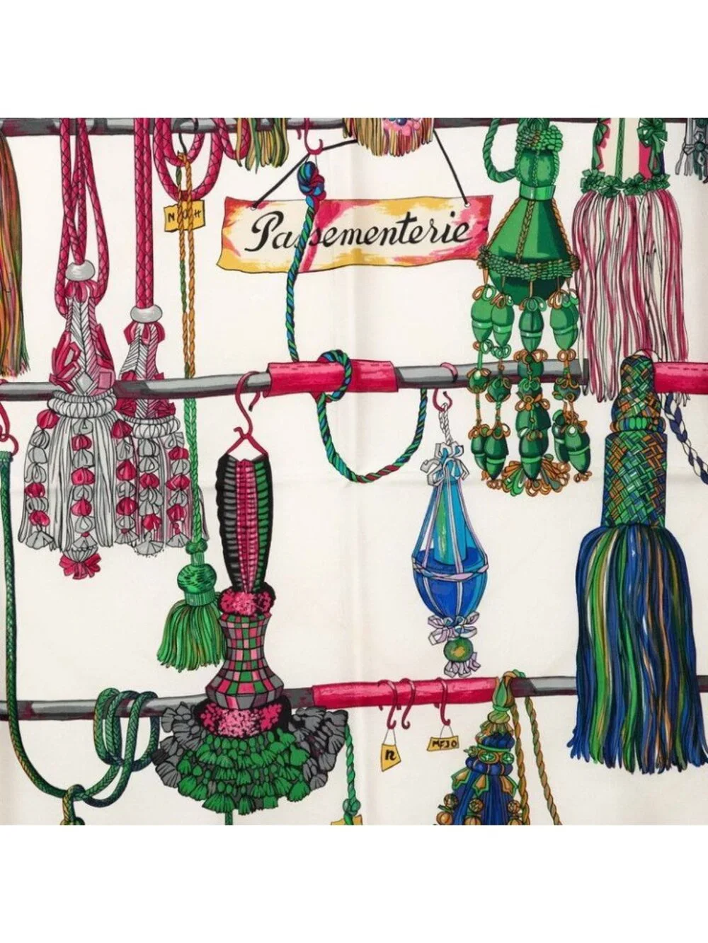 Hermes Carre 90 Pasementerie String Decoration Scarf Pink Multicolor Silk - Picture 2 of 9